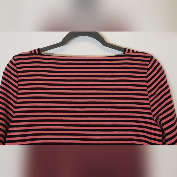 Talbots Striped Top Navy Blue & Coral 3/4 Sleeves With Gold Zipper Size … - Picture 8 of 11